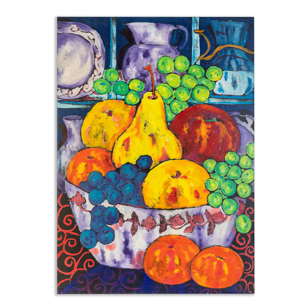 Mixed technique painting "Still life with white earthenware" of Gouache and Chinese Ink on Arches handmade paper by Spanish artist Maite Morell.
