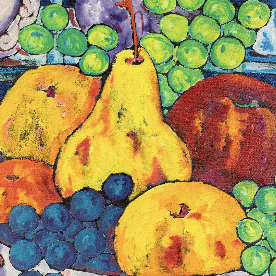 Mixed technique painting "Still life with white earthenware" of Gouache and Chinese Ink on Arches handmade paper by Spanish artist Maite Morell.
