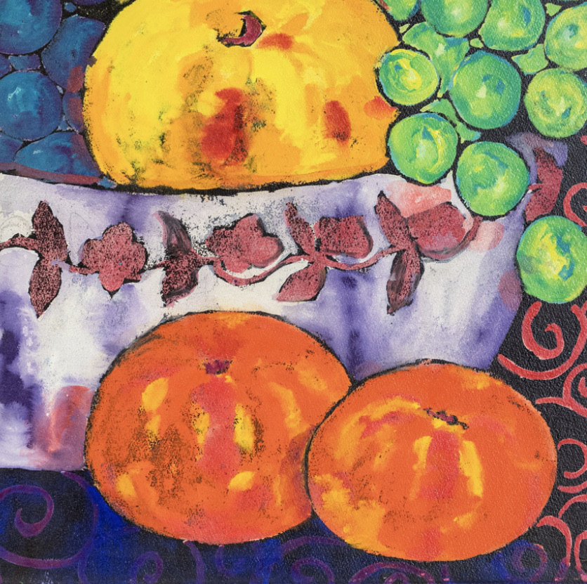 Mixed technique painting "Still life with white earthenware" of Gouache and Chinese Ink on Arches handmade paper by Spanish artist Maite Morell.